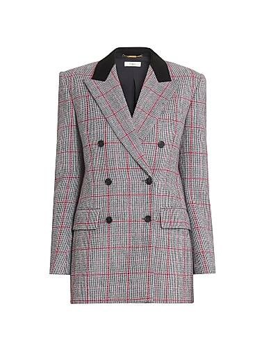 Chloe Двубортный шерстяной пиджак Chloe с бархатными акцентами, 100% шерсть, Италия 11166672