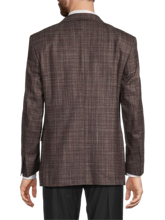 Canali Классический итальянский пиджак Siene из купро с клетчатым узором, длинными рукавами и карманами 11170149