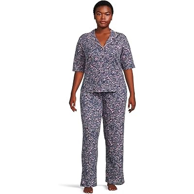 Женская пижама с коротким рукавом и лацканами от Karen Neuburger, с эластичным поясом, 60% хлопка 11166937