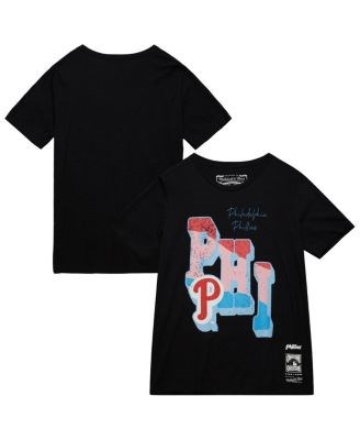 Mitchell &amp, Ness Черная хлопковая молодёжная футболка Philadelphia Phillies Stateside Pastel с коротким рукавом 11222945