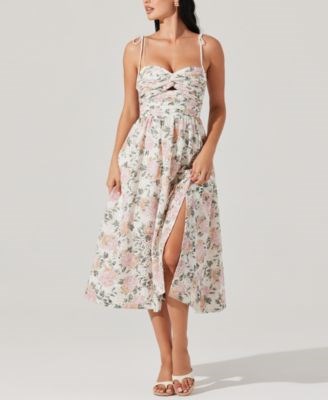 Платье Astr Sariah с цветочным принтом, сердцевидным вырезом и разрезом по краю для женщин 11173081