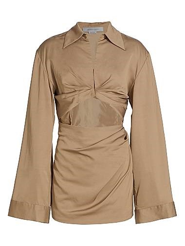 Платье-рубашка из гладкого сатина с вырезом и длинными рукавами от Ronny Kobo 11164866