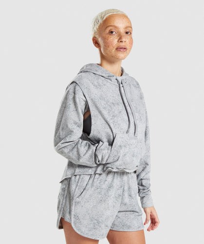 Двухслойное худи Chalk с карманом-кенгуру и стильным изогнутым низом от Gymshark 11231837