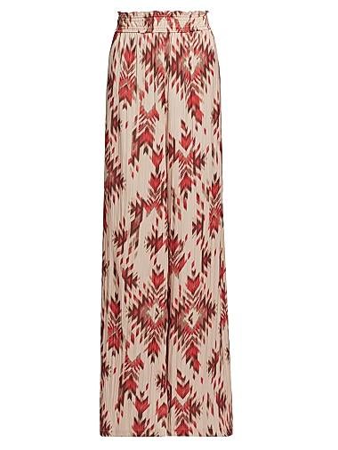 Широкие брюки Lyra с принтом и эластичным поясом от L',Agence, 100% полиэстер 11167185