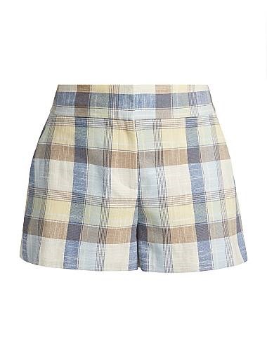 Шорты Allen из струящегося хлопкового смесового материала с карманами и клетчатым узором от Veronica Beard 11166910