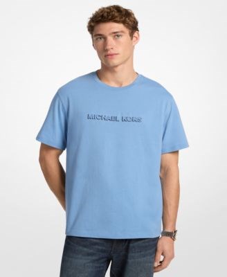 Мужская хлопковая футболка Michael Kors с тисненым логотипом, короткими рукавами и классической посадкой 11233840