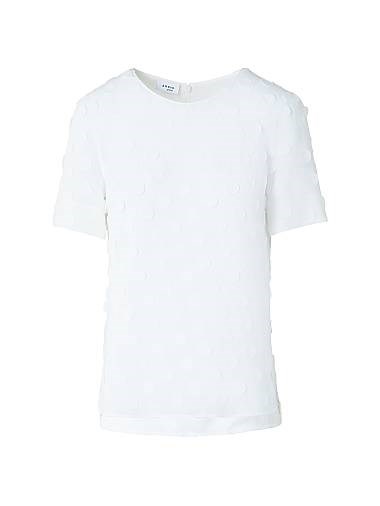 Футболка Akris Punto из жоржета с 3D горошком, украшенная драгоценным воротником и коротким рукавом, 100% полиэстер 11169965