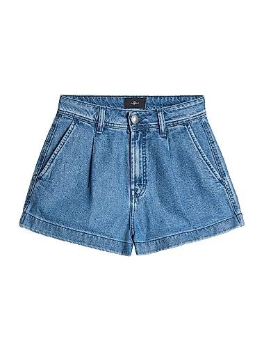 Джинсовые шорты с защипами 7 For All Mankind, 68% хлопок, 32% лиоцелл, лёгкие и комфортные 11166379