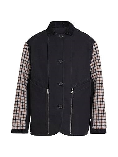 Пальто Maison Margiela из шерсти и хлопка с раздвижным воротником, длинными рукавами и карманами на молнии 11168644