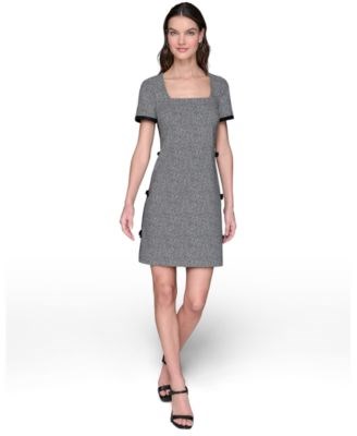 Женское платье A-Line из трикотажного твида Karl Lagerfeld Paris с квадратным вырезом и короткими рукавами 11222690