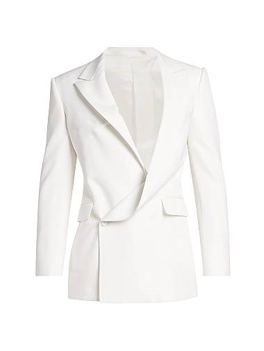 Драпированный шерстяной блейзер McQueen с асимметричной застежкой, карманами и лацканами, изготовленный в Италии 11165145