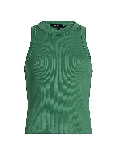 Хлопковый кроп-топ Jordyn с круглым вырезом, 96% хлопка и 4% эластана от Veronica Beard 11166363