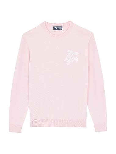 Свитер из хлопка Vilebrequin с круглым вырезом, длинными рукавами и тематической вышивкой с черепашкой на груди 11166102
