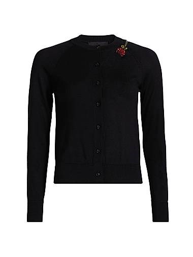 Кардиган с цветочной отделкой от Simone Rocha из мериносовой шерсти и шелка, с длинными рукавами 11169922