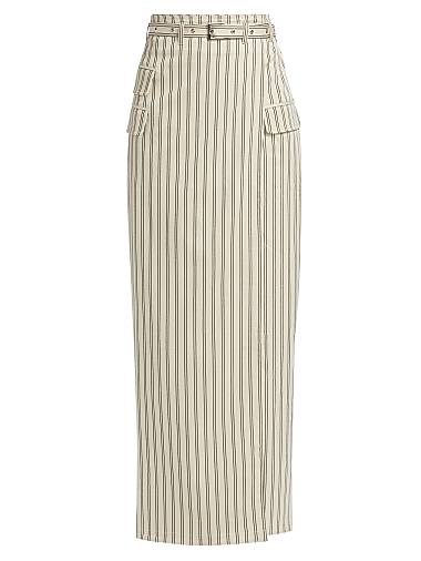 Макси-юбка в полоску с завязывающимся поясом и разрезом спереди от Nonchalant Label 10049084
