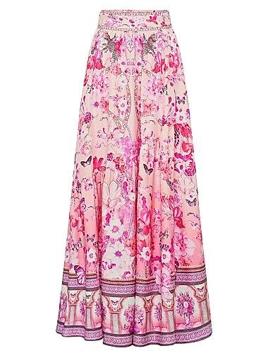 Шёлковая макси-юбка с цветочным принтом Botanical от Camilla, с карманами и скрытой молнией 10047789