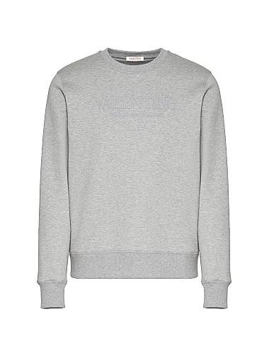 Хлопковое худи с круглым вырезом от Valentino Garavani, прямой крой, принт на груди 11008265