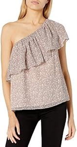 Блузка на одно плечо с рюшами и цветочным принтом из 100% полиэстера Rebecca Minkoff 11255148