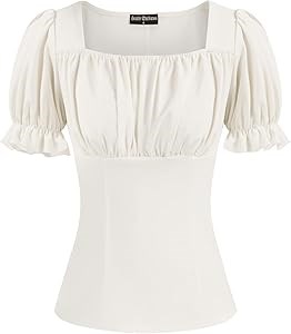 Рубашка в стиле Ренессанса с пышными рукавами и квадратным вырезом Scarlet Darkness, 95% полиэстера, 5% эластана 11252270