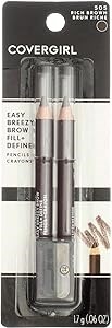 Covergirl Водостойкие мягкие карандаши для бровей и глаз, цвет 505 Темно-коричневый, 2 штуки в упаковке 11244280
