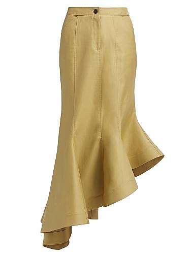 Макси-юбка Wave из хлопкового твила с асимметричным воланом, карманами и застёжкой от Rosie Assoulin 11030346