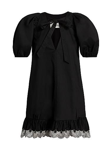 Kika Vargas Мини-платье Kimberly из стрейчевого хлопка с кружевной отделкой, короткими рукавами и V-образным вырезом 11012405