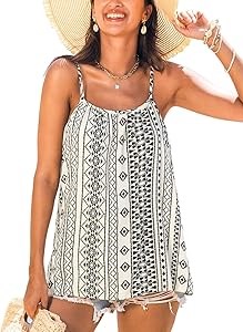 Летний топ-камизол CUPSHE с бохо-принтом, свободный фасон, без рукавов, идеален для отдыха 11275109