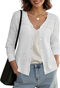 Летний стильный женский кардиган Urban CoCo с вязкой крючком, V-образным вырезом, 3/4-рукавами и пуговицами 11309508