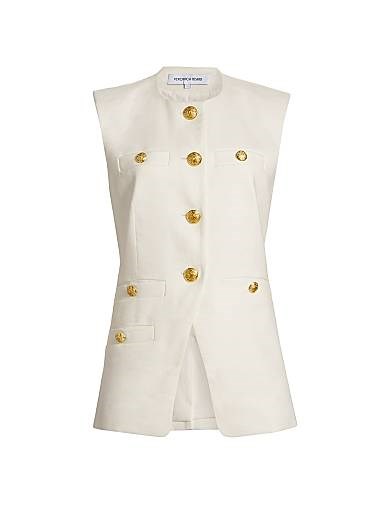 Жилет из льна с подушечками на плечах и пуговицами, Tamara от Veronica Beard 11029971