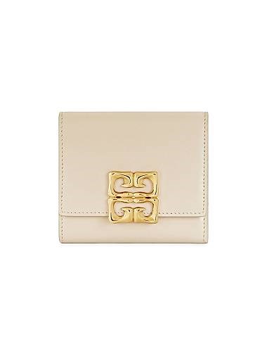 Givenchy Кожаный кошелек из телячьей кожи 4G с металлическим логотипом и несколькими отделениями для монет и кредитных карт 11008524