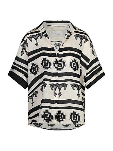 Рубашка La Creciente из лёгкого льна с короткими рукавами и тропическим принтом, Johanna Ortiz 11012095