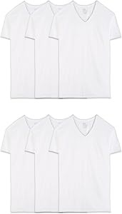 Мужские футболки Fruit of the Loom с V-образным вырезом, 6 штук, впитывающие влагу и без ярлыков 11285858