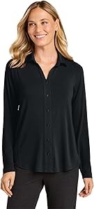 Женская туника Port Authority из вискозы и спандекса с длинными рукавами и стильным воротником, современный дизайн 11285807