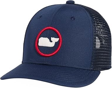 Vineyard Vines Детская классическая бейсболка Trucker с графическим рисунком китов, регулируемая, влаговпитывающая, полиэстер, 22 дюйма 11288772