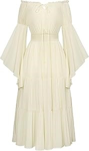 Макси-платье в стиле Ренессанса от Scarlet Darkness с открытыми плечами, пышными рукавами и многоярусной юбкой 11253804