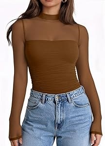 Сексуальный лонгслив из сетки Lillusory с застежкой на молнии, 92% полиэстер, 8% спандекс, осень 2025 11249348