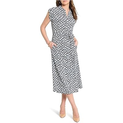 Короткое платье Nic+Zoe из материала EcoVero™ с плетением в виде корзины, поясом и геометрическим принтом 11285397