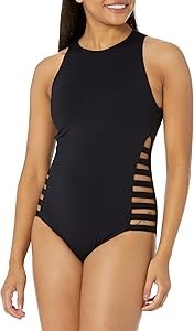 Женский купальник Seafolly с высоким воротником и многослойными боковыми ремнями из 87% переработанного нейлона 11291283