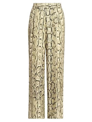 Широкие брюки Dries Van Noten с принтом под змеиную кожу из смеси вискозы и хлопка, с карманами 11029824