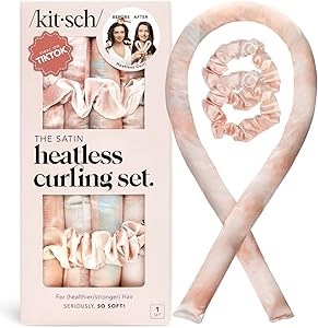 Набор для создания кудрей Kitsch без повреждений – 86 см безнагревательный валик для волос с 2 сатиновыми резинками, удобные кудри для сна 11244389