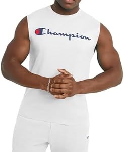 Классическая мужская майка Champion из лёгкого хлопка с принтом на груди, белая, размер XXL 11274089