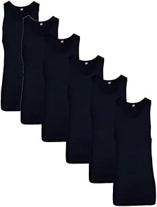 Комплект из 6 майок Hanes с ребристыми манжетами, 100% хлопок, черный цвет, размер L 11287838