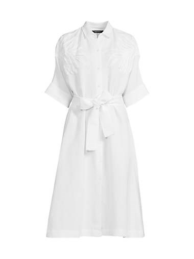 Льняное миди-платье Natori с поясом, 55% лен, 45% вискоза, рукава три четверти 11027451