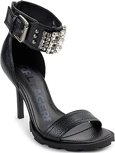 Женские сандалии KARL LAGERFELD PARIS Malinda с открытым носком, на каблуке и с кристаллическим ремешком на щиколотке 11247739