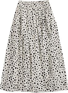 Юбка миди с винтажным принтом от Milumia, с высокой талией, расклешенная, повседневная, из 100% полиэстера 11277262