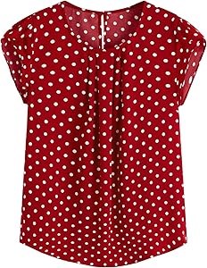 Элегантная красная блузка Milumia с короткими рукавами и горошком на спине, размер 3XL 11310993
