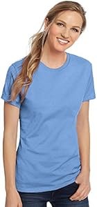 Женская футболка Hanes Nano-T из 100% хлопка с классическим женственным кроем и рубчатым воротником 11267138