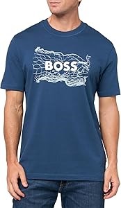 Мужская хлопковая футболка BOSS с большим логотипом и круглым вырезом, 100% хлопок 11289519