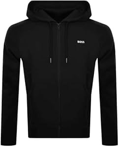 Мужское чёрное худи BOSS Ze Titano из хлопка с капюшоном и молнией, размер S 11259577