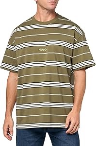 Hugo Boss Мужская футболка HUGO из 100% хлопка с круглым вырезом и полосатым рисунком 11244321